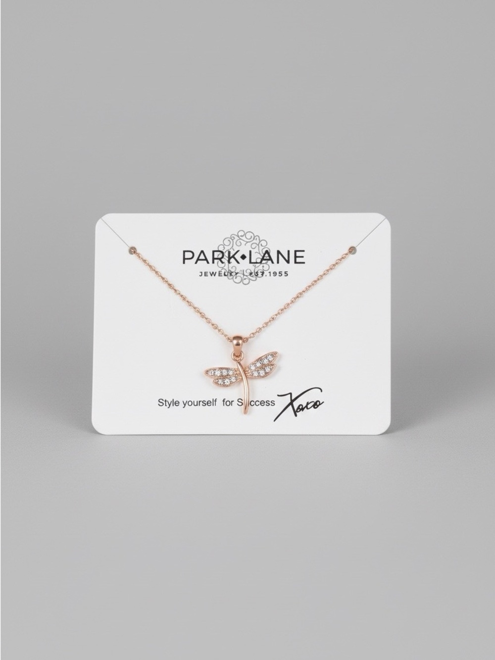 Park Lane Rose Gold Dragonfly Pendant Necklace with Crystals NIB